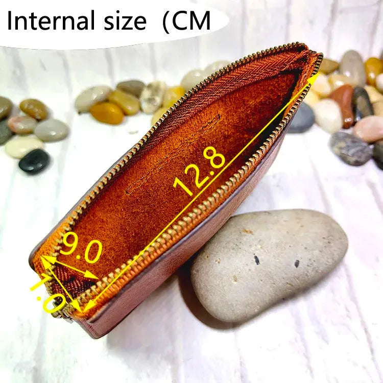 Mini leather zipper waist bag by Simples Market; brown belt pack for cards, IDs, passport and phone