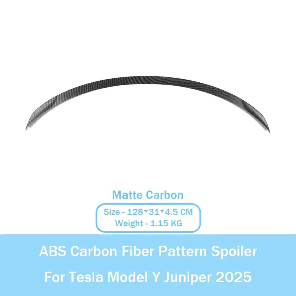 ABS carbon fiber pattern spoiler for Tesla Model Y Juniper 2025, matte carbon finish