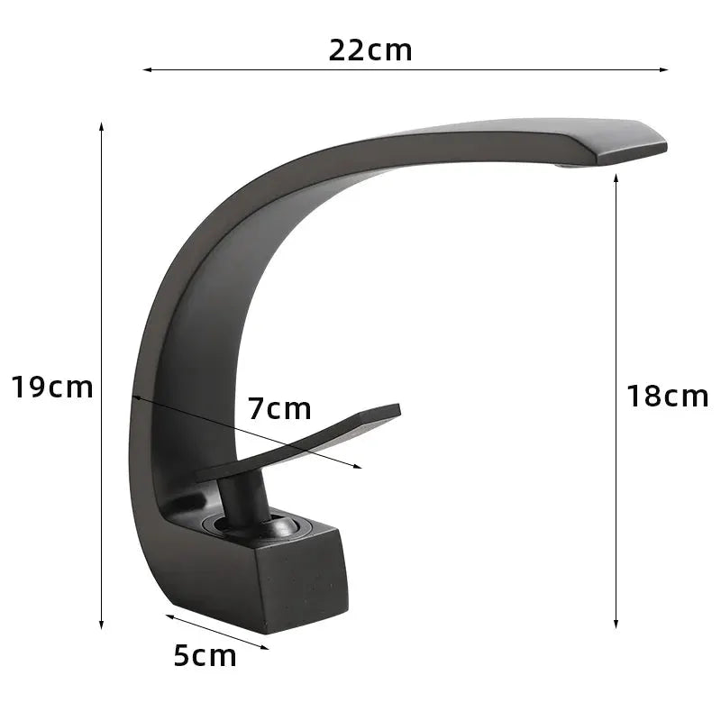 Basin faucet modern black waterfall mixer with single lever by Simples Market