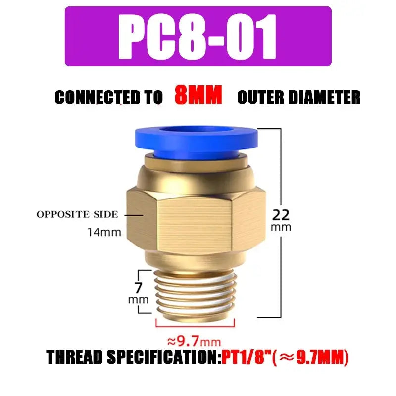 Pneumatic Fitting Air Connector Set PC4 PC6 PC8 PC10 PC12 Quick Connectors For 4 6 8 10 12 Mm Hose Fittings Inch Thread