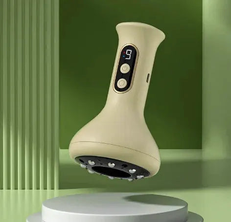 USB rechargeable handheld abdominal massager by Simples Market with cupping head and cream-colored body