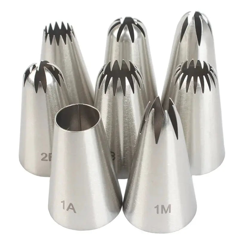 8 Piece Stainless Steel Piping Tip Set for Cake Decorating, Precision Icing Nozzles for Cakes and Cupcakes