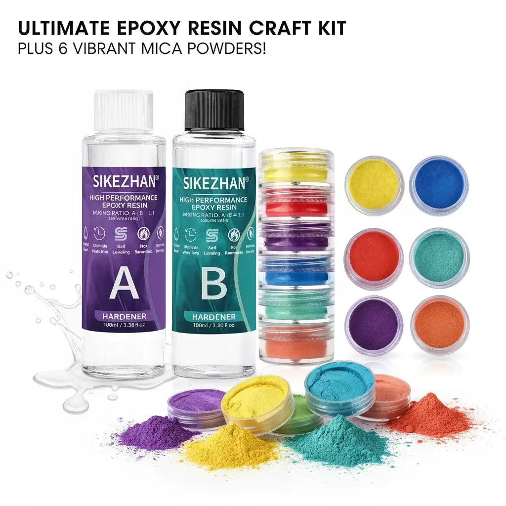 Crystal Clear Epoxy Resin Kit With Six Color Mica Powder And AB Glue For DIY Jewelry Making Nail Art Soap Casting Crafts