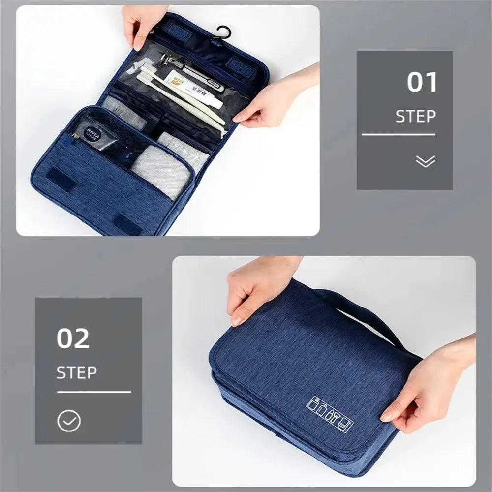 VoyagePro Portable Toiletry Washbag With Hanging Hook Waterproof Large Capacity Cosmetic Organizer For Travel
