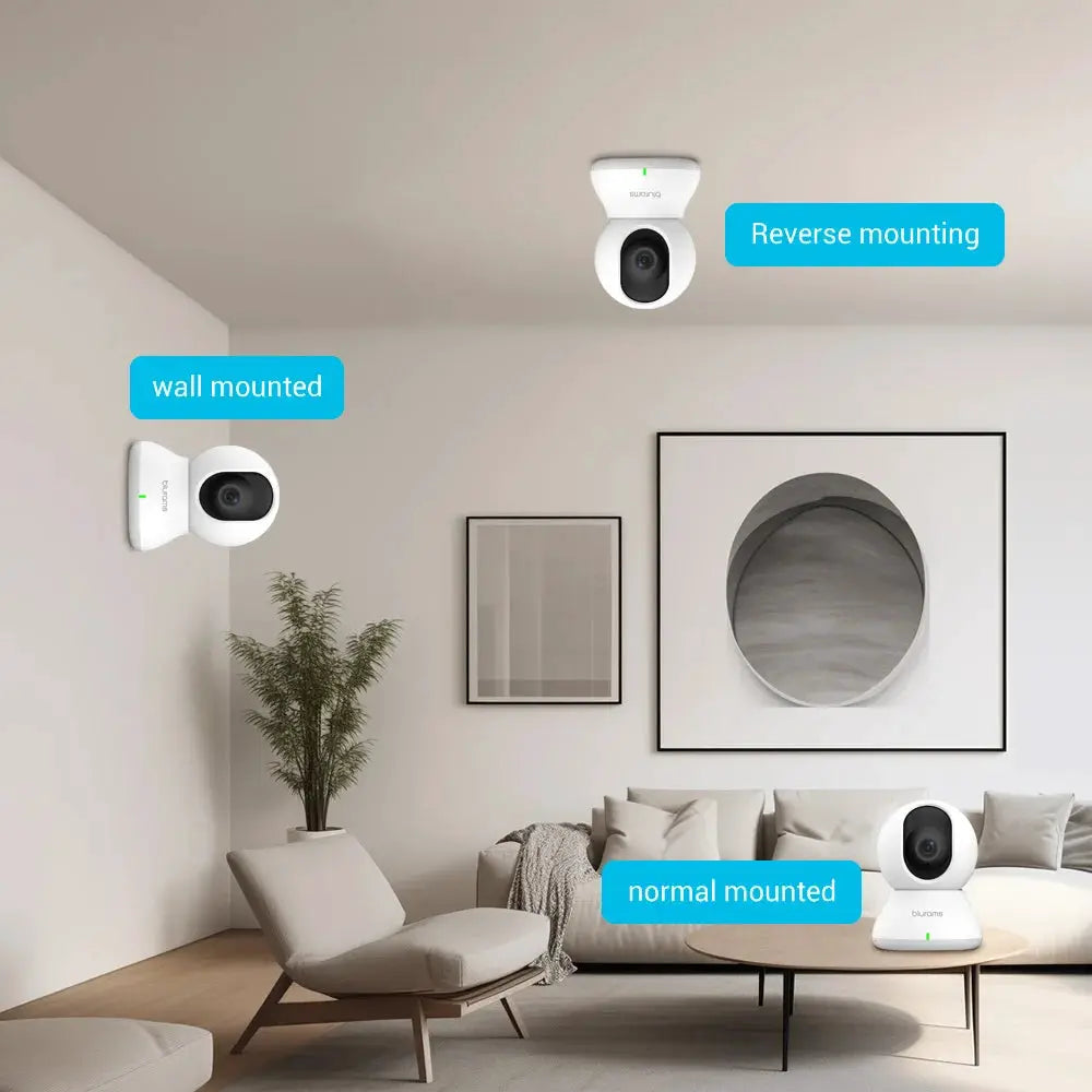 2K WiFi indoor security camera by Simples Market, white, 360° PTZ