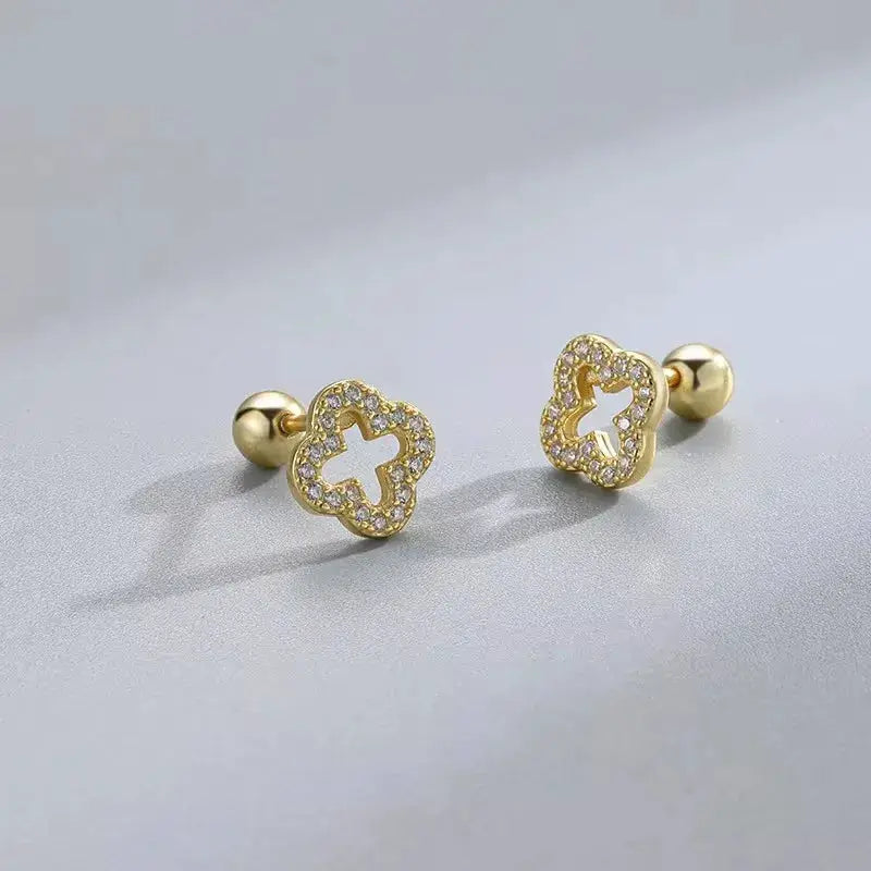 Hypoallergenic Heart Stud Earrings For Women Girls Screw Back Cartilage Helix Piercing Jewelry Gifts
