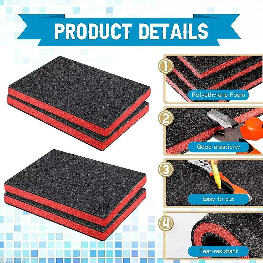 Simples Market 4Pcs tool box foam inserts, black foam with red core, polyethylene cushioning sheets