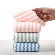 20Pcs Simples Market microfiber kitchen wipes with coral velvet wave design, pink/gray/blue set
