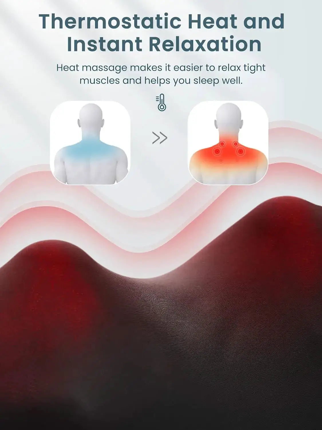 Shiatsu neck and shoulder massager with heat by Simples Market in a U‑shape for deep kneading