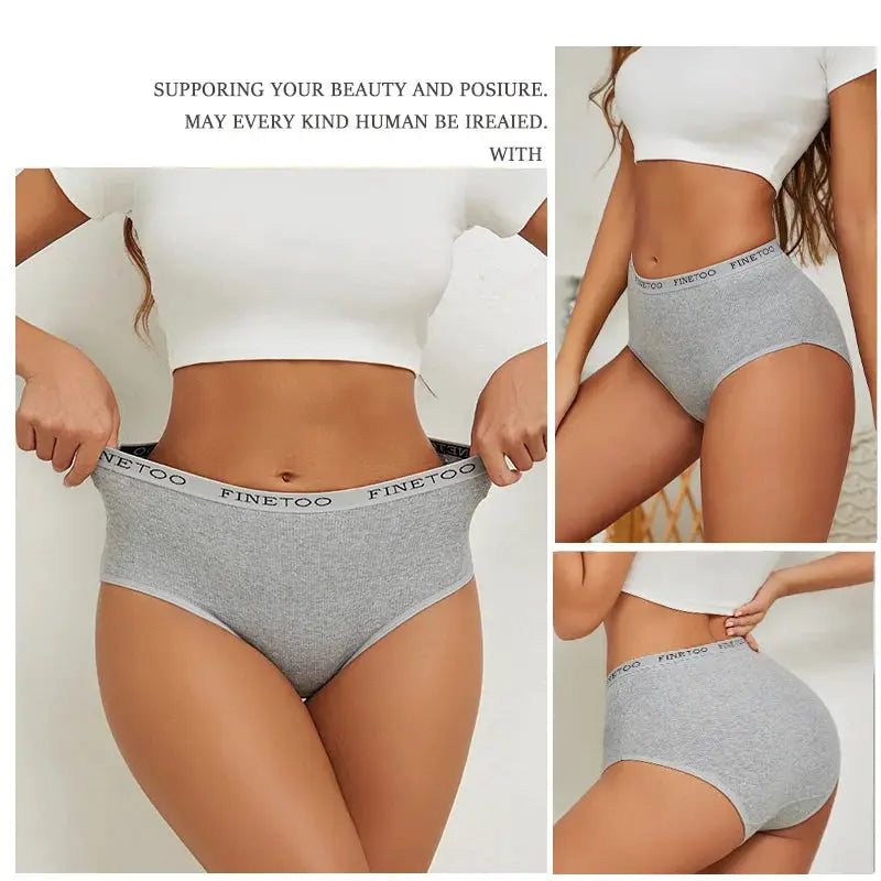 Women's seamless cotton briefs in heather gray, low-rise and breathable with FINETOO waistband by Simples Market.
