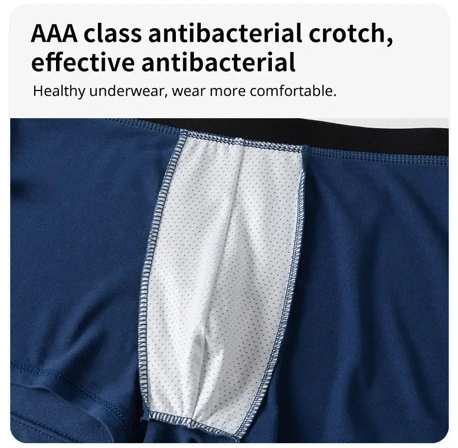Men's boxer underwear, navy blue with white breathable mesh panel, Simples Market, 4-pack