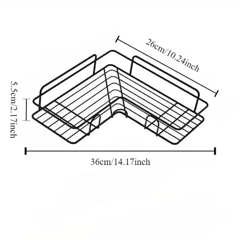Simples Market 1pc black metal corner wall-mounted bathroom wire shelf with two tiers for washbasin storage