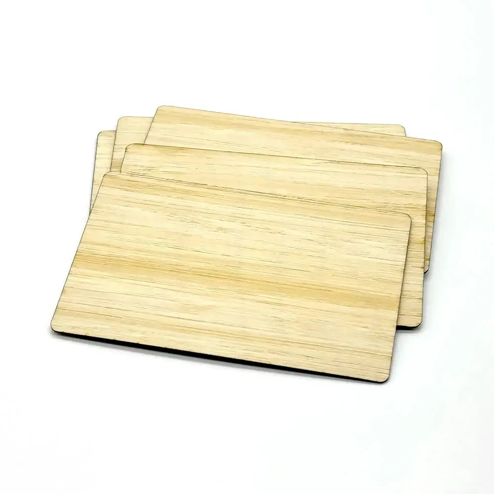 Wooden hotel RFID access cards in natural bamboo color, 5-pack with rounded corners