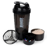 3 Layer Shaker Bottle Protein Powder Shake Cup With Multi Layer Design For Fitness And Bodybuilding
