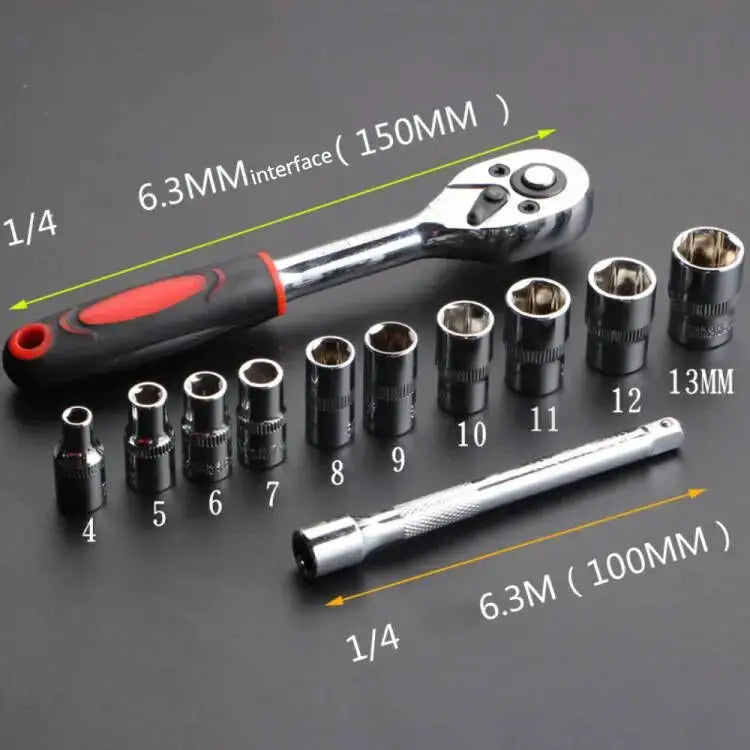 12 Piece Wrench Socket Set For Motorcycle And Bicycle Repair Tools Automotive Car Boat Maintenance Bike Multitool Kit