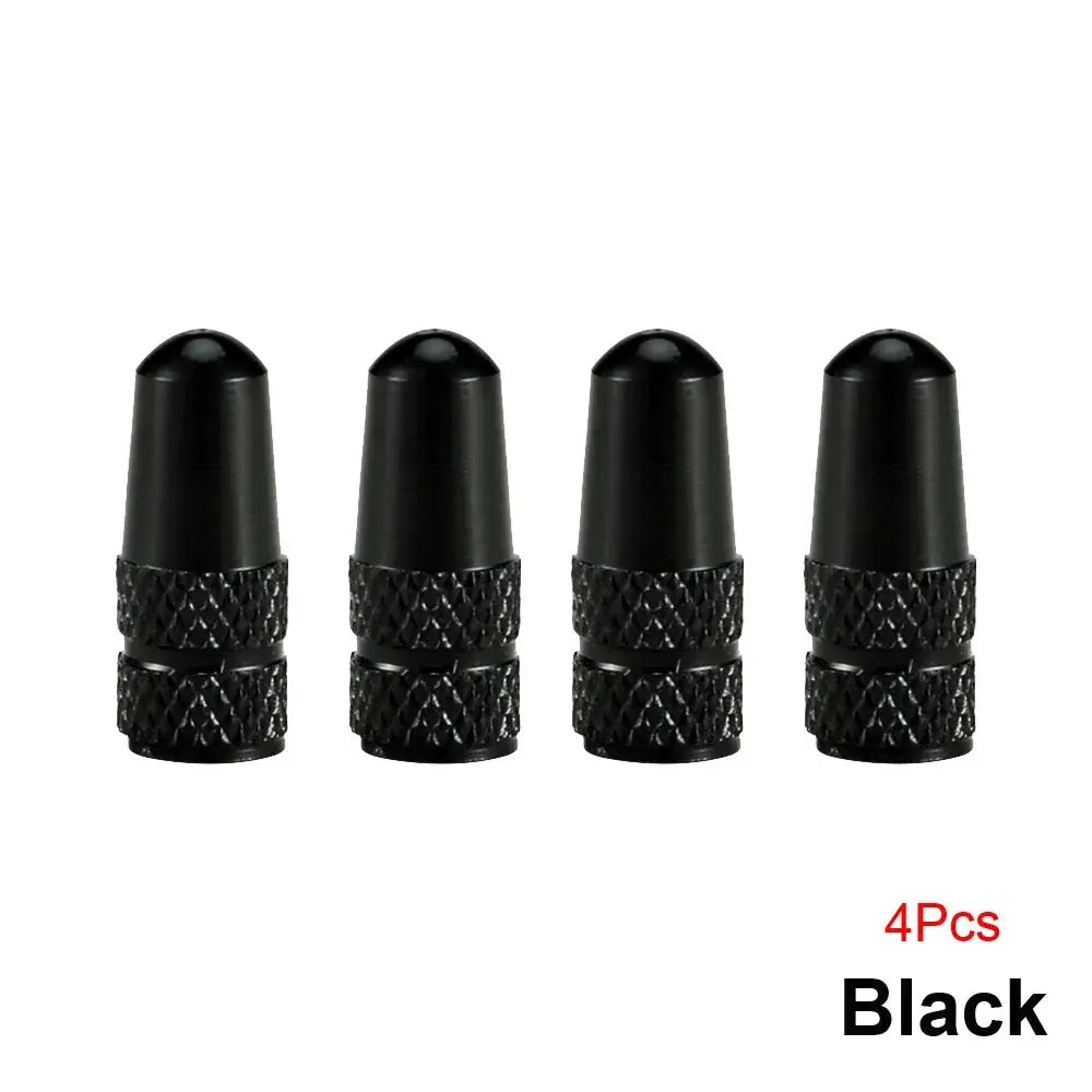 Simples Market 4-piece black aluminum alloy Presta valve caps for road MTB bicycle tires