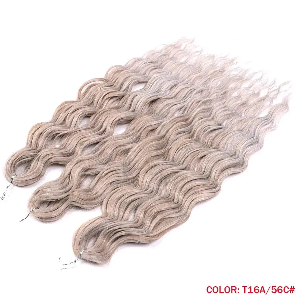 Noble Hair synthetic loose deep wave braid extensions, 24-inch, ombre blonde water wave