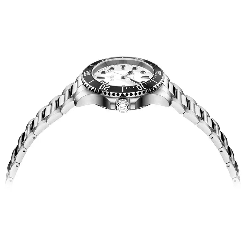Seagull 200M diver watch with stainless steel bracelet and black bezel