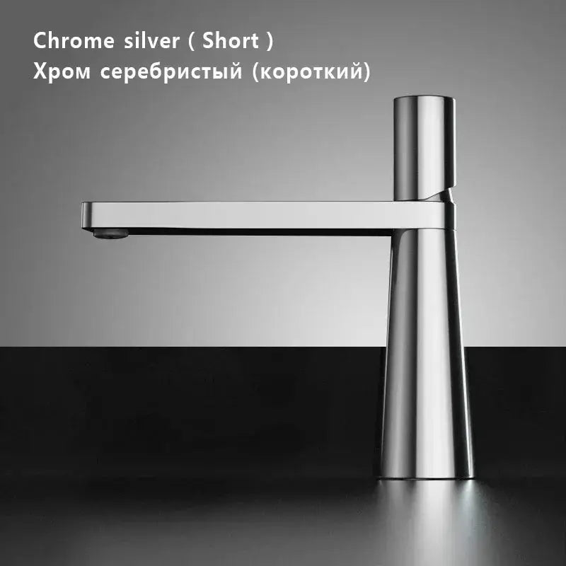 Chrome silver basin faucet with a single-handle design for the bathroom washbasin.