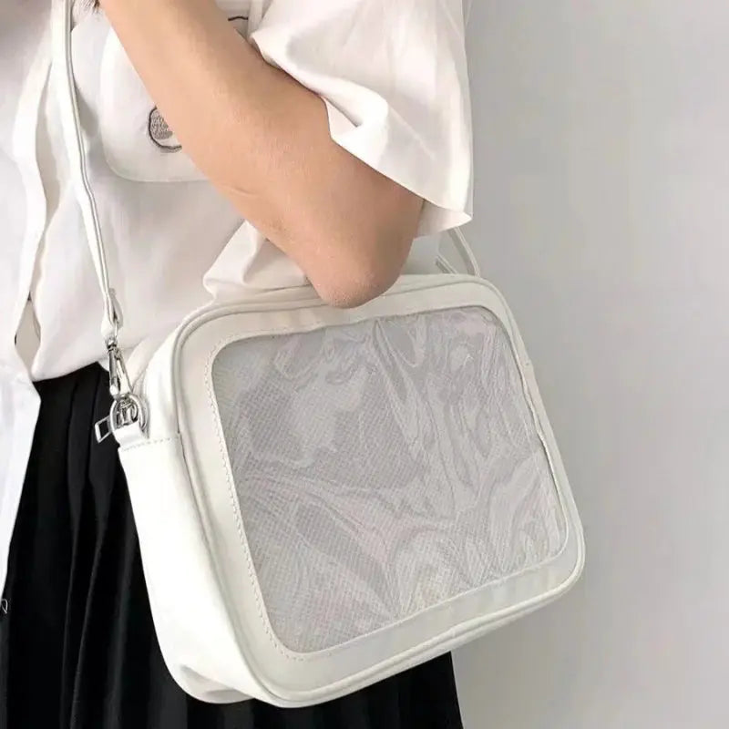 Transparent Itabag Crossbody Bag PU Leather JK Style Women Shoulder Bag Clear Bag For School And Everyday Use