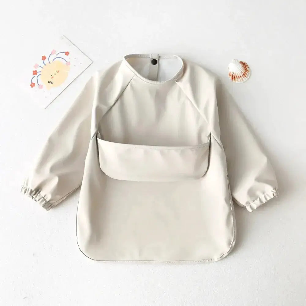 1 Piece Solid Color Baby Painting Smock Long Sleeve Waterproof Art Smock And Feeding Bib Apron For Kids Accessories