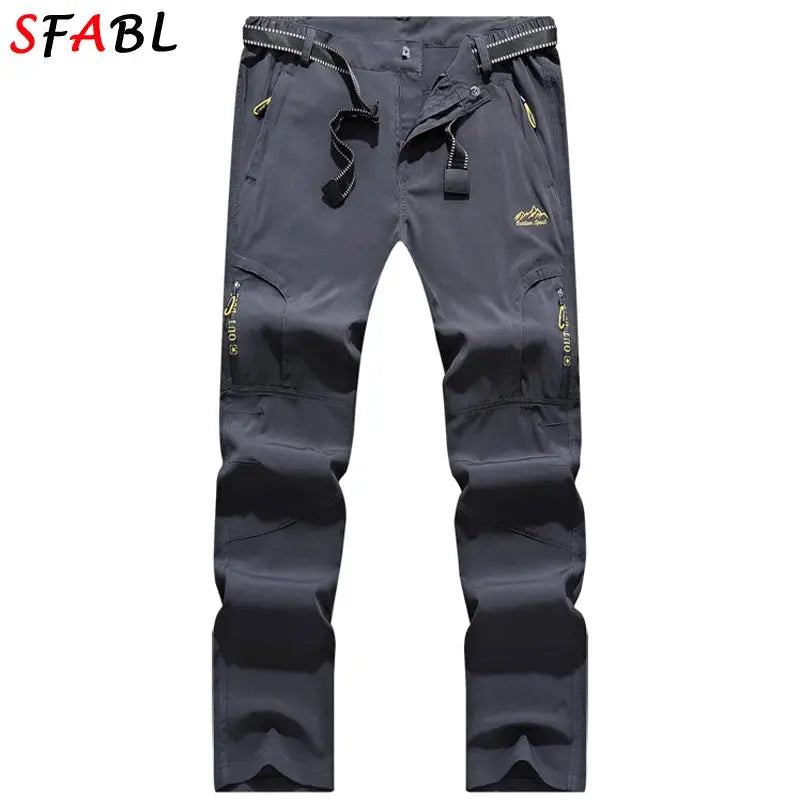 SFABL men's quick-dry hiking pants by Simples Market, gray tactical trousers with zip pockets, 5XL