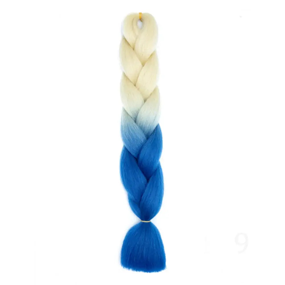 24-inch jumbo braiding hair extensions, synthetic Afro ombre crochet braid in blonde to blue gradient