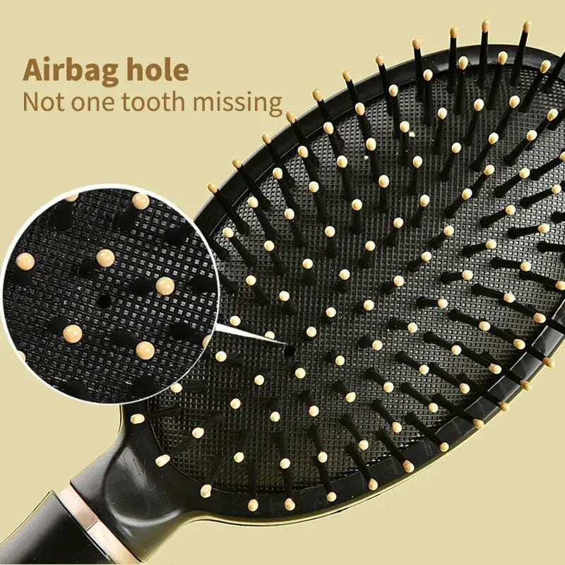 Simples Market airbag anti-static hair brush with black plastic oval head and massage pins