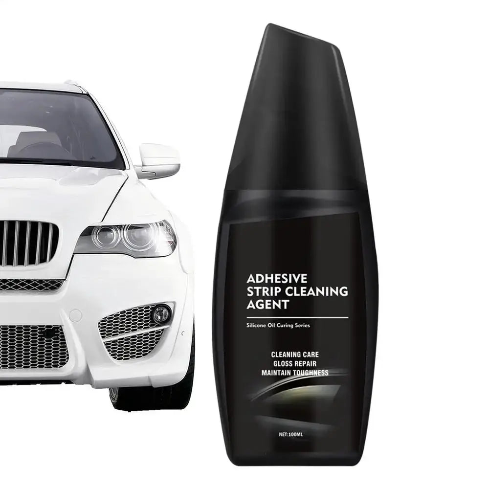 Adhesive strip cleaning agent bottle, black 100ml, Simples Market, beside white SUV