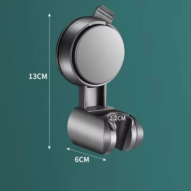Shower head holder with suction cup mount, chrome finish, wall-mounted, 360° adjustable