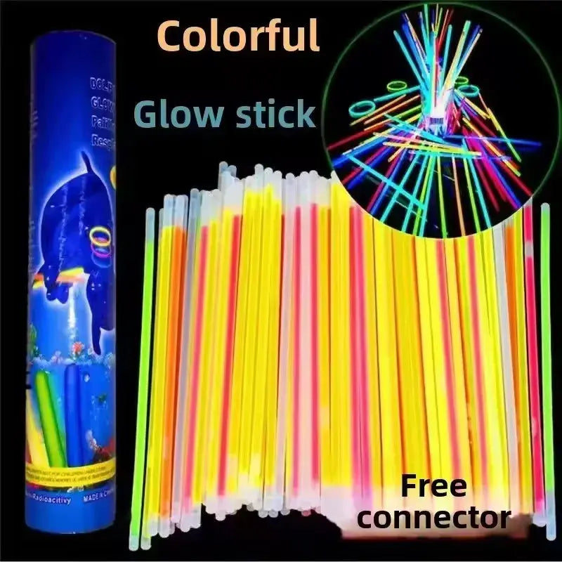 50 and 100 PCS Fluorescent Glow Sticks Multicolor Bendable Lights for Bracelets and Party Decor