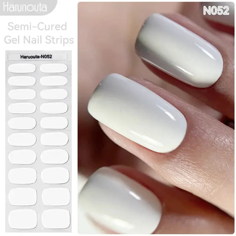 Simples Market Gradient Auroras semi-cured gel nail strips sheet NO52 with white-to-gray gradient and shimmer