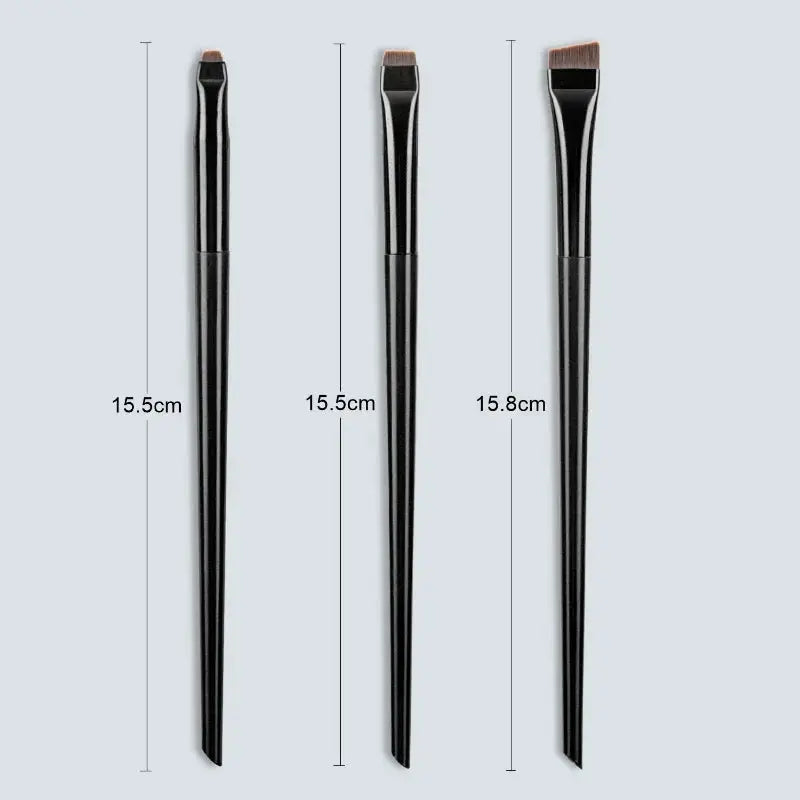 Karsyngirl 3 Piece Eyeliner and Brow Brush Set Portable Fine Angled Flat Ultra Thin Precision Tools