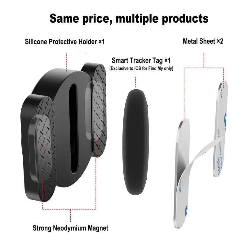 Simples Market 4-pack IOS GPS Smart Tag kit with silicone protective shell, strong neodymium magnet and metal sheets for skateboard and car