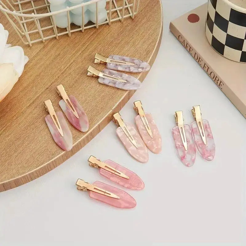 LuxeHair No Bend Hair Clips 2 Piece Set Pink Acrylic Finish For Strong Hold Without Damaging Hair