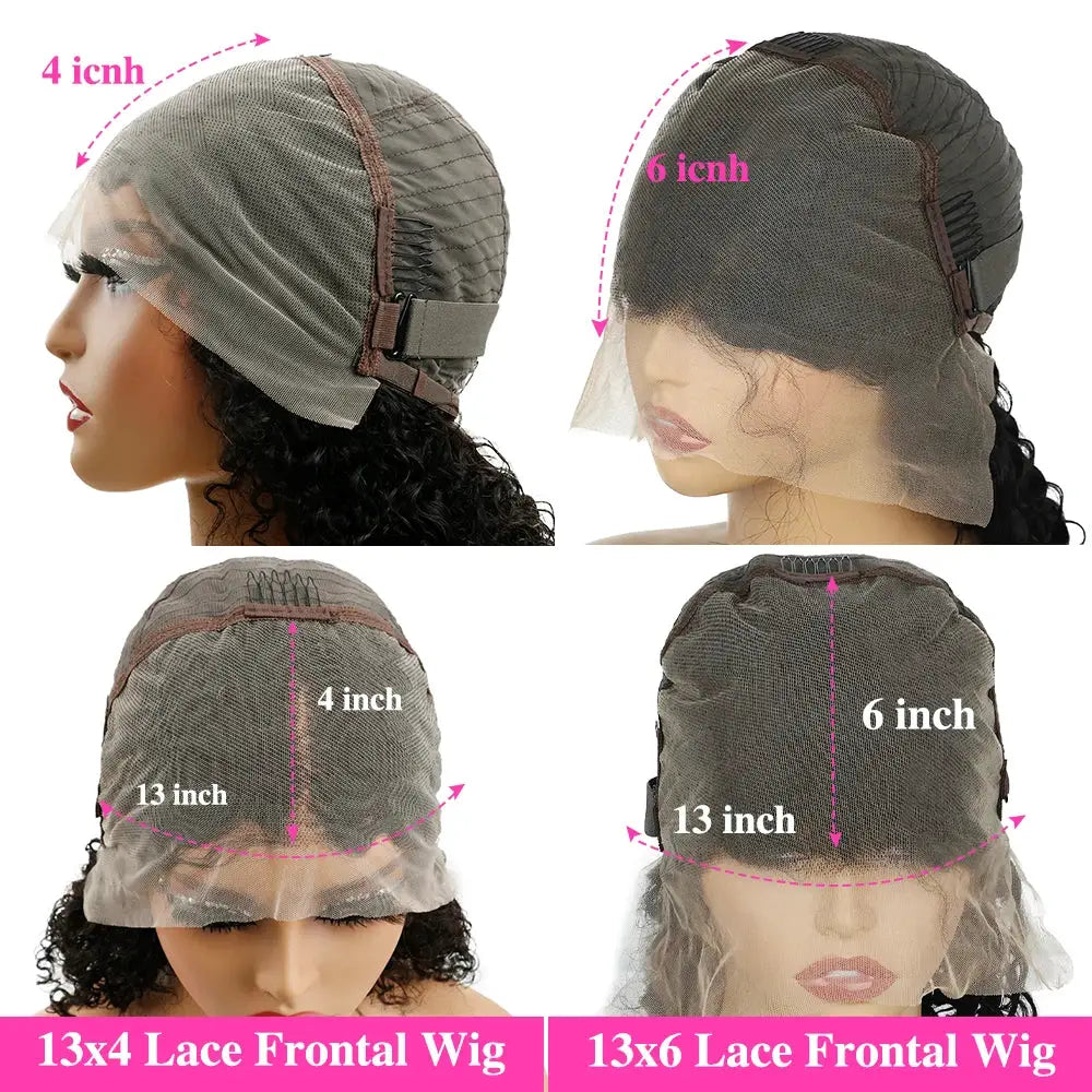 Burmese 13x6 Lace Frontal Wig 200 Density Human Hair Curly Virgin Pre Plucked HD Transparent Lace Wig