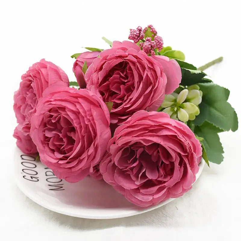Artificial Peony Bouquet 9 Heads One Bundle for Home Decor Wedding DIY Festival Outdoor Decor Scrapbooking Bonsai Gifts
