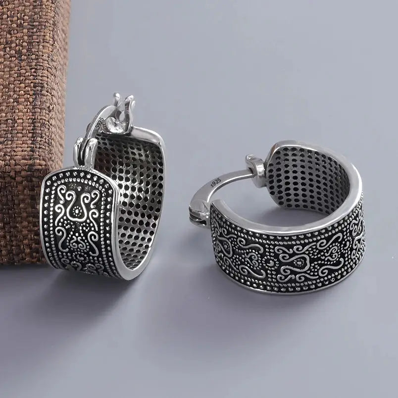 925 Sterling Silver Star Hoop Earrings For Women And Girls Trendy Original Hip Hop Style Jewelry Gift