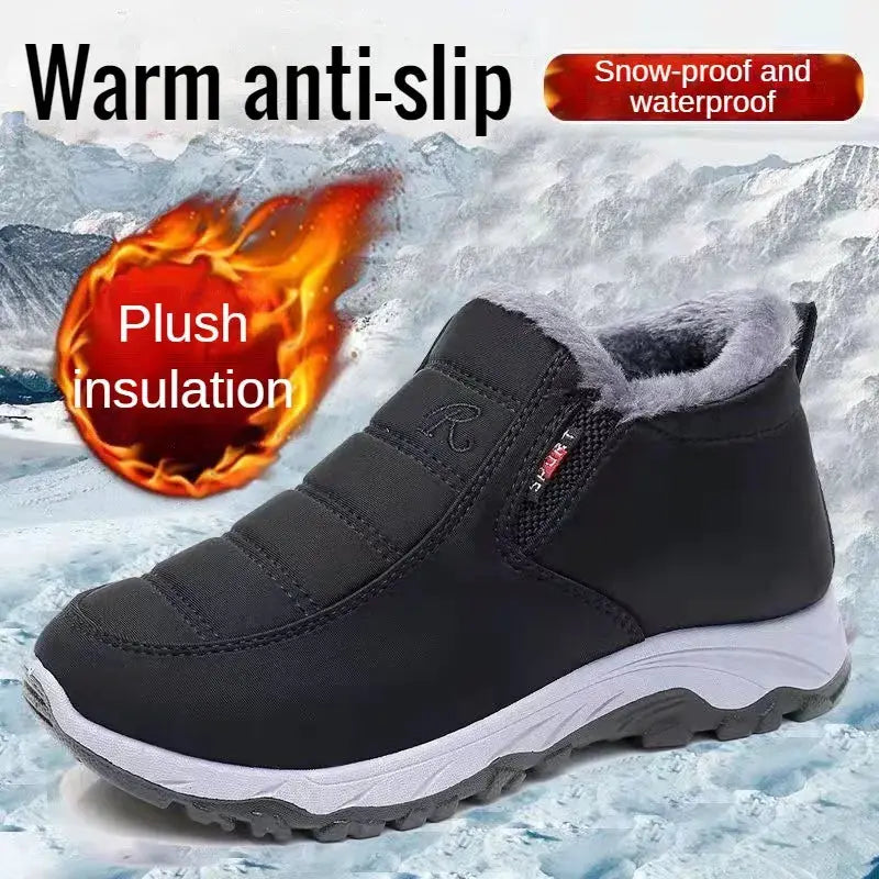 CozyStride Men's Autumn Winter Casual Shoes With Warm Plush Lining And Durable Chunky Rubber Sole