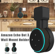 Echo Dot 3 wall mount holder with cord management; black with cyan ring