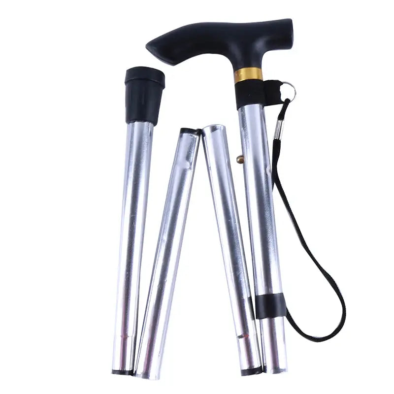 Telescopic hiking poles by Simples Market; aluminum alloy shafts with black ergonomic handle and wrist strap