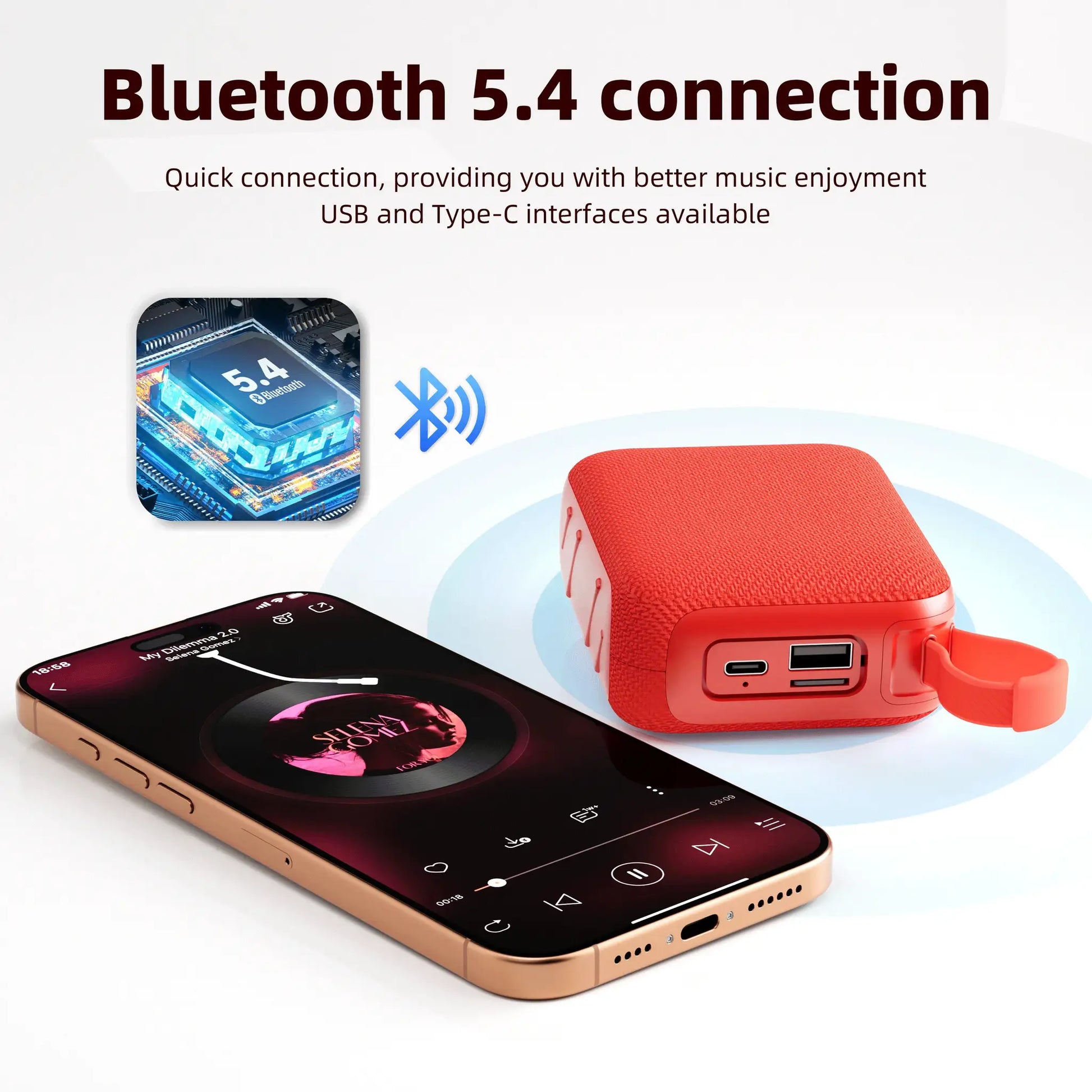 G04 Subwoofer Bluetooth 5.4 portable speaker in red fabric for home theater