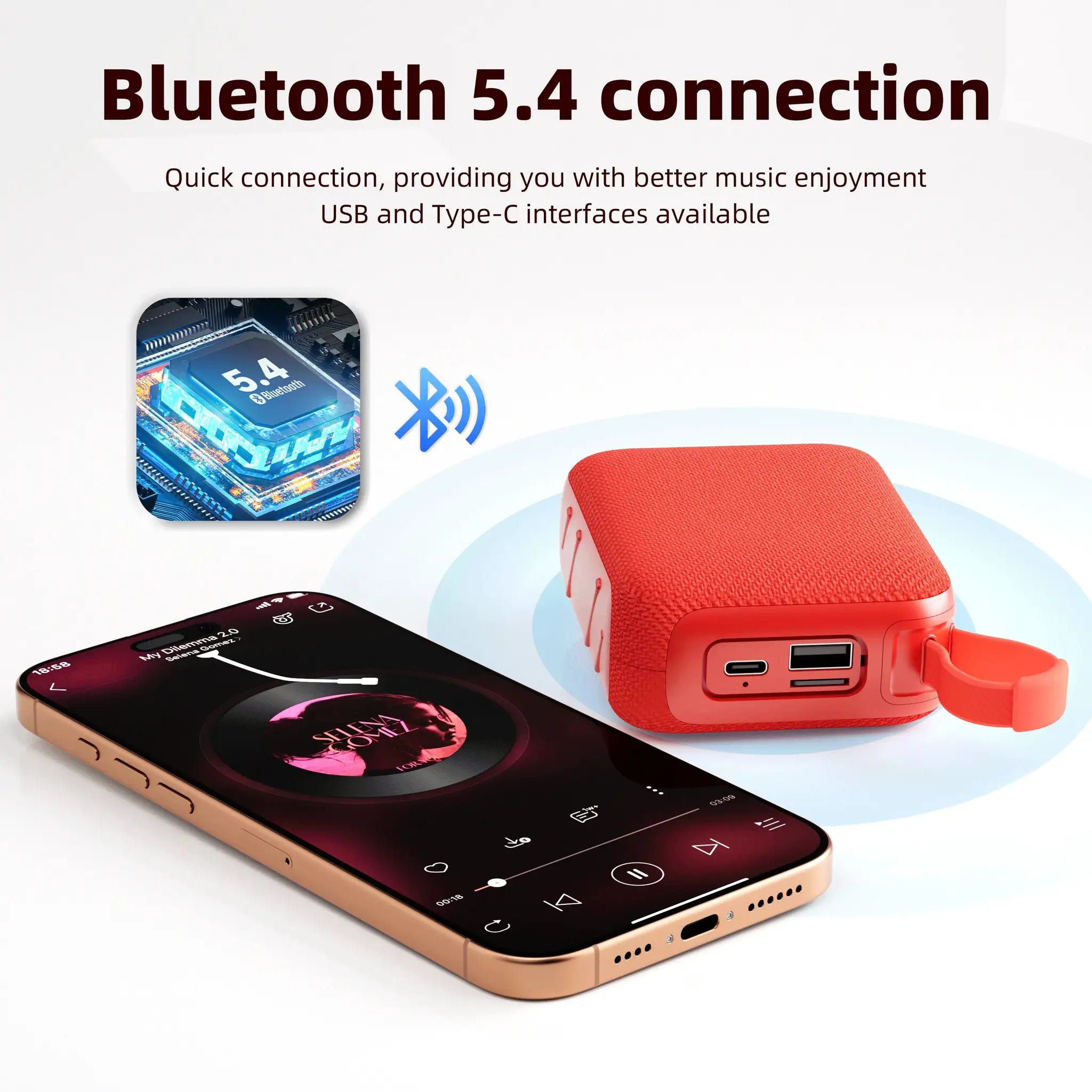 G04 Subwoofer Bluetooth 5.4 portable speaker in red fabric for home theater