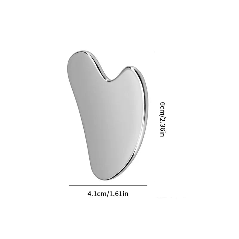 Dermaluxe Stainless Steel Gua Sha Scraper Massager For Face Neck And Body Ergonomic 304 Medical Grade Tool