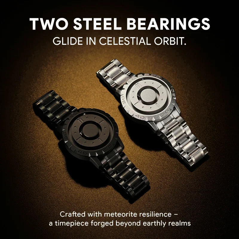 Two EUTOUR men's watches with stainless steel bracelets and black dials