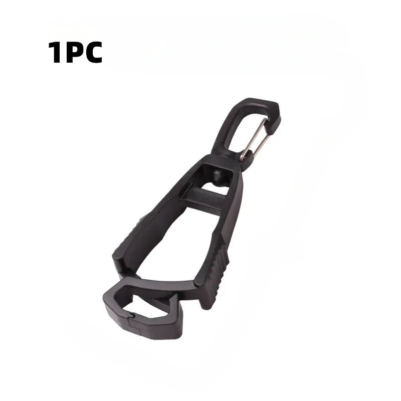 Simples Market glove clip hanger with carabiner hook, black belt clamp for outdoor work gloves, 1 piece
