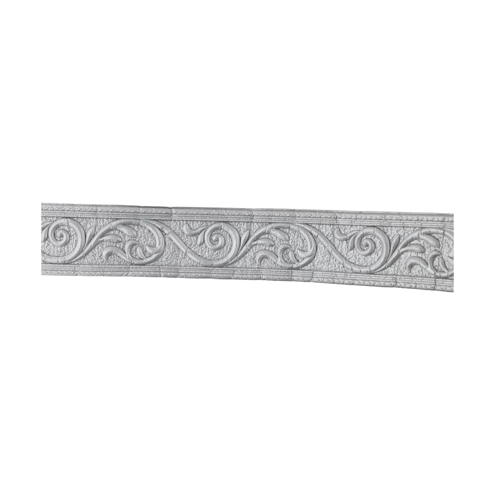 Simples Market 3D wall trim border, self-adhesive gray plaster-style skirting with ornate scrollwork