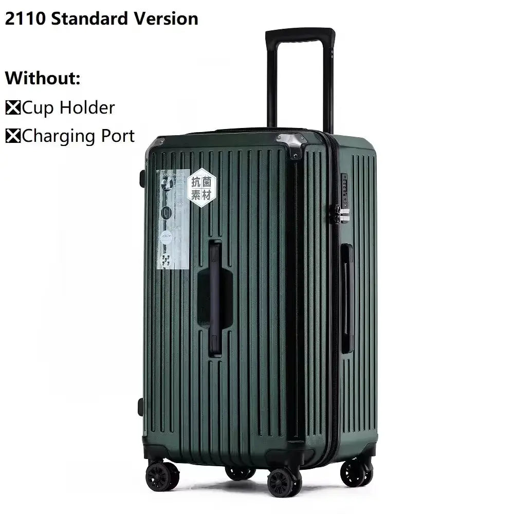 Carry-on suitcase Simples Market green hard-shell luggage with 4 wheels and telescoping handle