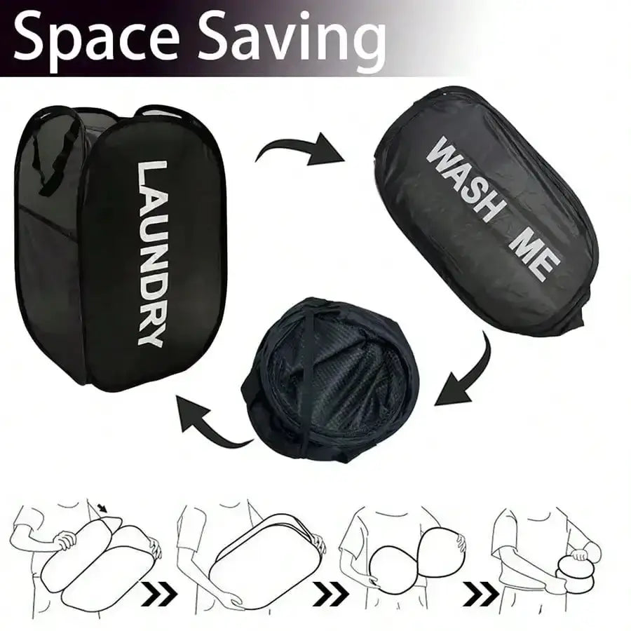 Portable Mesh Pop Up Laundry Hamper Wide Opening Breathable Dorm Room