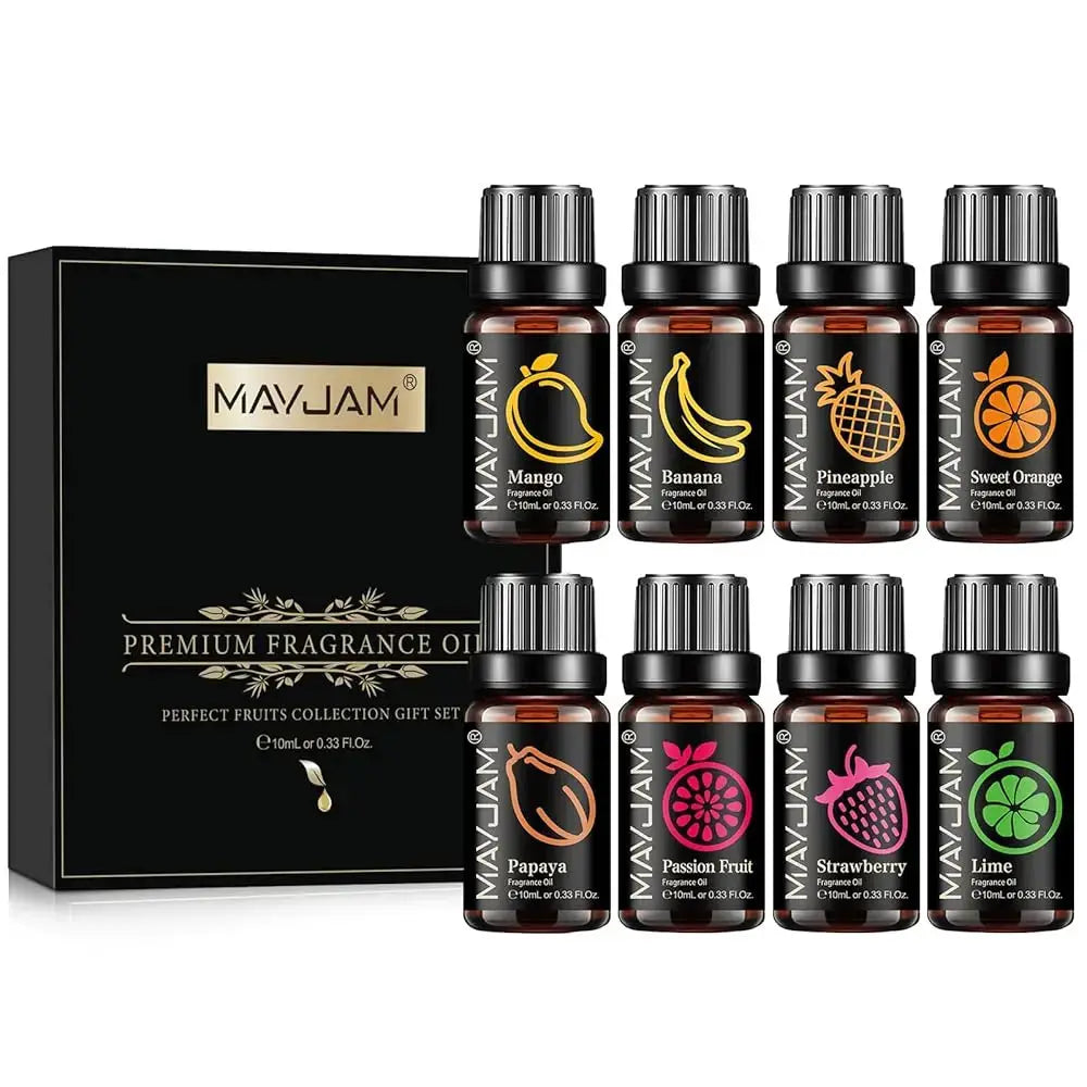 MAYJAM Fruit Essential Oil 10ml Assorted Fruit Fragrance for Diffuser Candle Cherry Banana Papaya Grape Litchi Guava Kiwifruit Pear